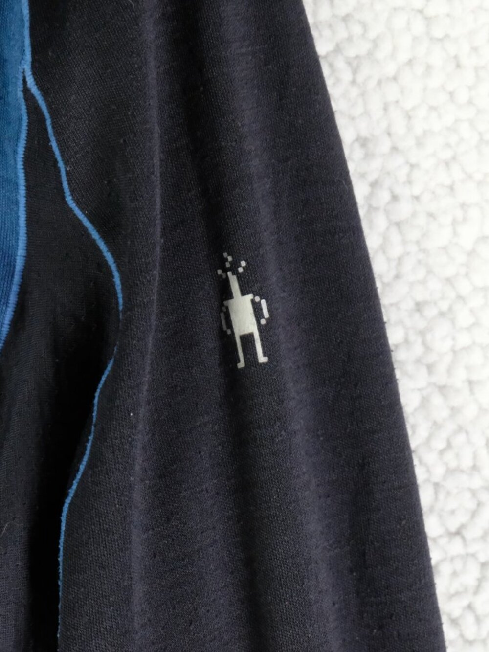 Smartwool Sweater Mens Large Blue Merino Wool Thermal Quarter Zip Outdoor - Picture 3 of 8